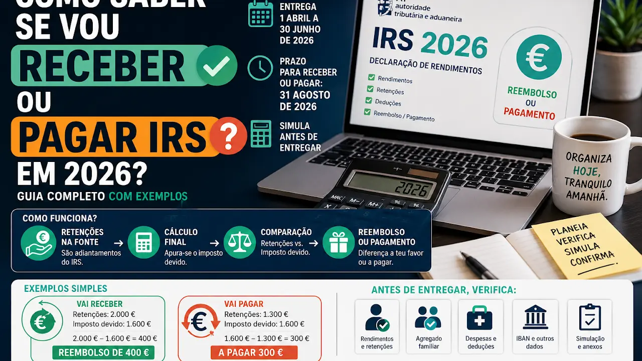 Jovem a preparar a primeira declaração de IRS com documentos organizados