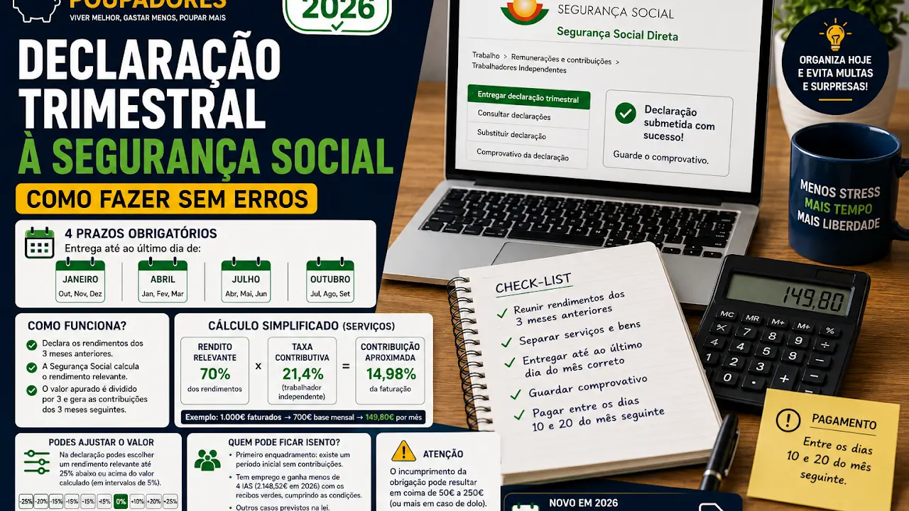 Calendário fiscal de trabalhador independente com alertas e documentos