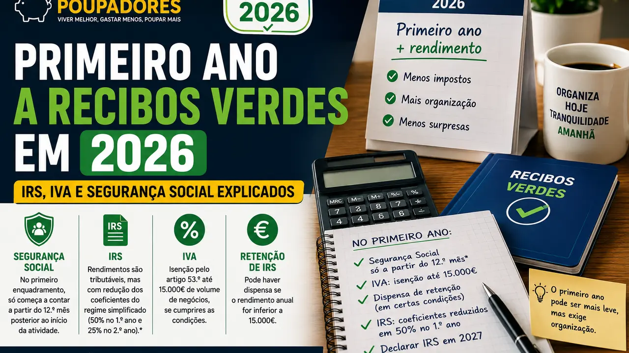 Primeiro Ano a Recibos Verdes em 2026: IRS, IVA e Segurança Social Explicados