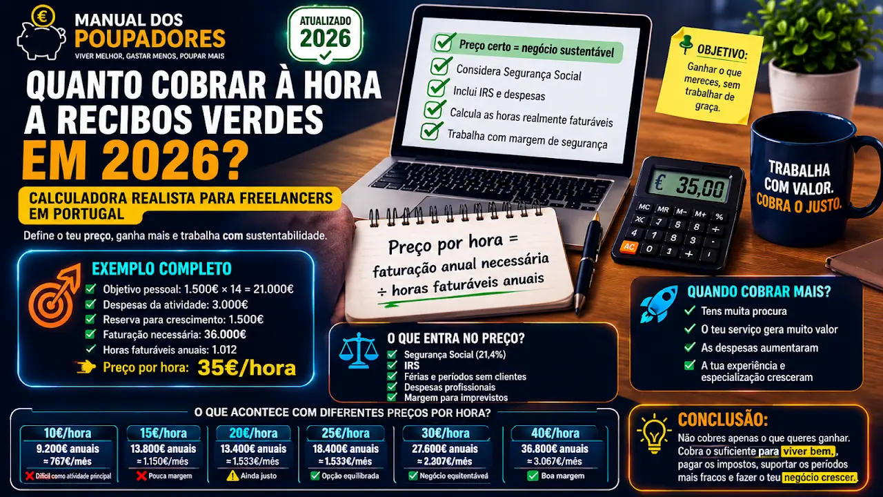 Relógio, recibo e calculadora usados para obter valor por hora real