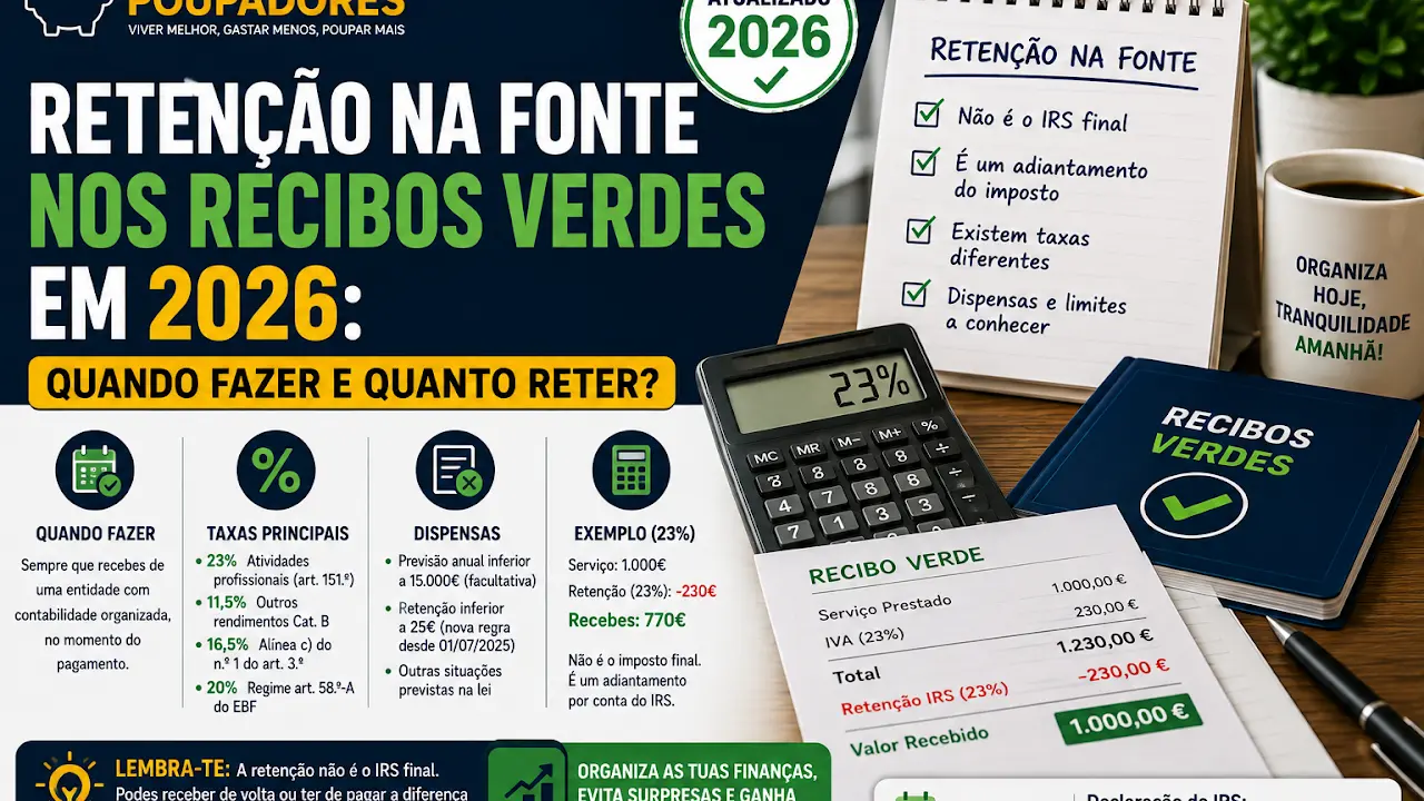 Retenção na Fonte nos Recibos Verdes em 2026: Quando Fazer e Quanto Reter?