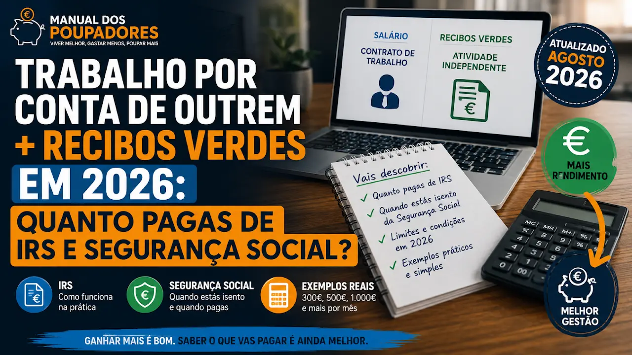 Trabalho por Conta de Outrem + Recibos Verdes em 2026: Quanto Pagas de IRS e Segurança Social?